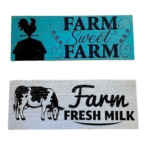 Two New Farmhouse Rustic Wall Signs Teal and White